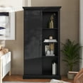 thumbnail image 3 of BizChair 36" Wide Rustic Farmhouse Storage Cabinet Bookcase with Sliding Barn Door and 4 Adjustable and 2 Fixed Shelves in Black, 3 of 14