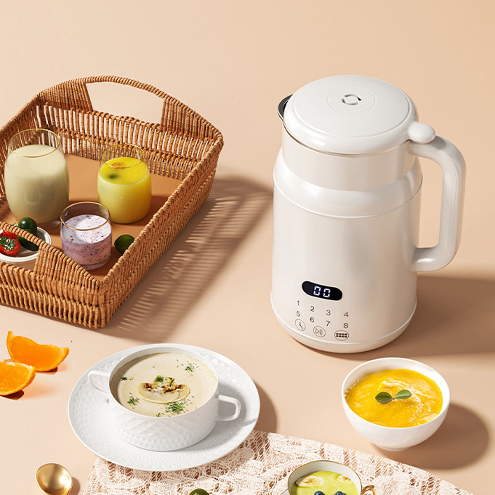 High Performance Food Processor Metal Material Low Noise Easy Clean 0.8L Capacity Powerful Blending for Juice Soy Milk Soups Home Kitchen Daily Use