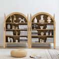 thumbnail image 5 of LEFHDA 2PCS Wood Bookshelf with Doors, Kids Arched Bookcase, Modern 4-Tier Bookshelf, Low Short Bookshelf with Adjustable Shelves, Covered Rounded Top Display Cabinet (Natural), 5 of 7