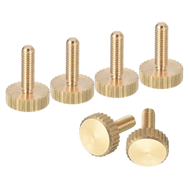 Unique Bargains M3x10mm Vis Moletées pour Pouce, Lot de 6 Vis Planes pour Pouce à Tête Moletée en Laiton Boulons