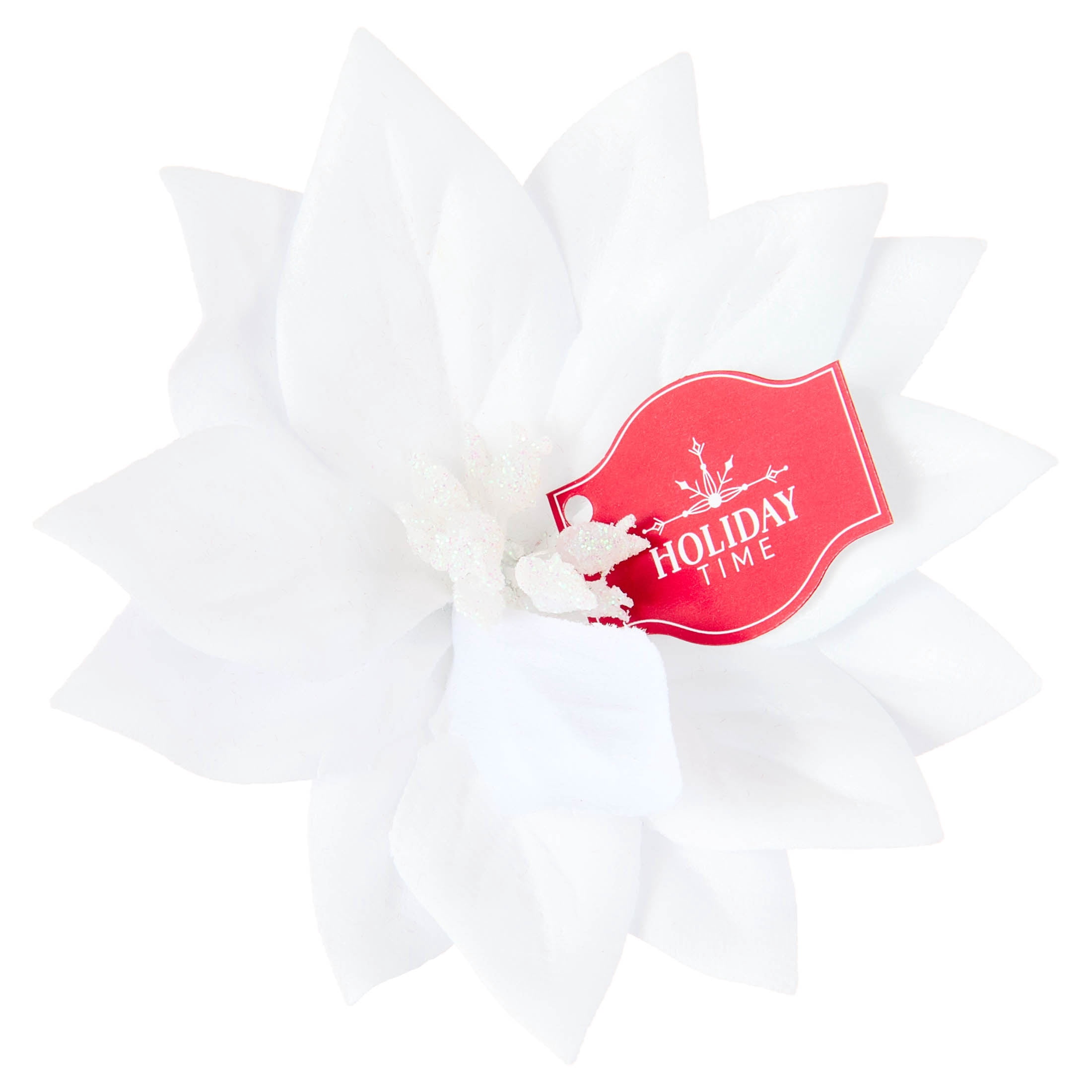 White Poinsettia Mini Christmas Clip Ornament, 4", by Holiday Time