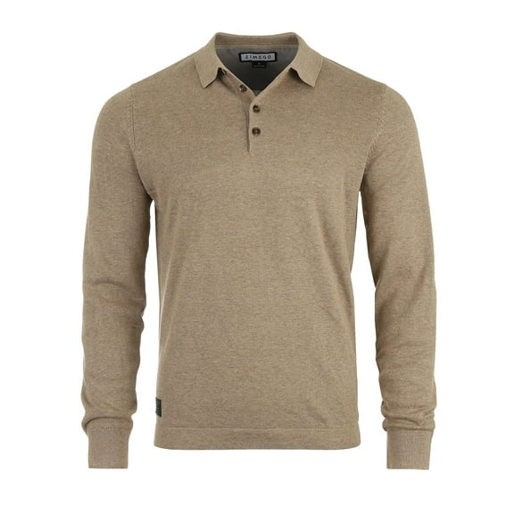 ZIMEGO Men's Casual Polo Sweater - Long Sleeve Pullover Button Knit Shirt