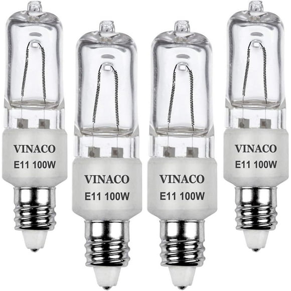 SHIQI-E11 Bulb, 4PCS JDE11 120V 100W Halogen Light Bulbs, E11 Dimmable, 2700K Warm White, E11 Halogen Bulb 100 Watt with Mini Candelabra Base, High Output 1700LM & High CRI100 E11 Light Bulb