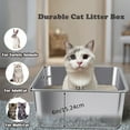 thumbnail image 3 of Heavy-Duty Stainless Steel Cat Litter Box, 18"x14"x6" Large Metal Tray, Odorless Non-Stick Easy-Clean Surface, Low-Maintenance Pan for Adult & Large Breed Cats, 3 of 15