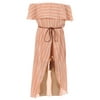 Big Girl Off Shoulder High Low Maxi Skirt Romper Casual Summer Birthday Outfit Peach 10 JKS 2137 BNY Corner