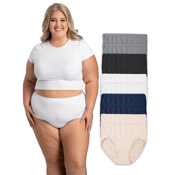 Fit for Me by Fruit of the Loom Women's Plus Size Cotton Brief Underwear, 10-Pack