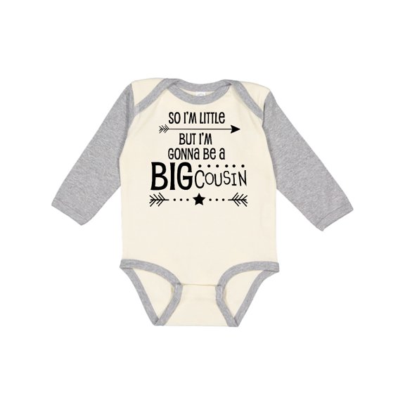 Inktastic So I'm Little, but I'm Gonna Be a Big Cousin Boys or Girls Long Sleeve Baby Bodysuit