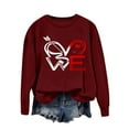 thumbnail image 4 of Cadancy Valentine Shirt Women Trendy Pullover Cute Heart Print Tops Loose Long Sleeve Valentines Day Sweatshirts Casual Crewneck Shirts, 4 of 5