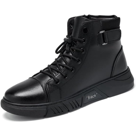 Men’s Genuine Leather Boots, Winter Warm Fleece Lined Chukka Ankle Boots with Arch Support, Comfortable Non-Slip Smart Casual Walking Shoes for Standing All Day