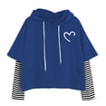 thumbnail image 1 of Sudadera de terciopelo Gibobby con cremallera estampada para mujer informal Manga larga con capucha azul L, 1 of 4