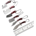 thumbnail image 2 of Damascus Pocket Knife Set Mini Chef Knife with Sheath, Tiny Knife EDC Knives Small Knife Cleaver, Package Opener, Box Cutter Bottle Opener Keychain Tiny Things with Pocket Knife Sharpener - Set of 7, 2 of 5