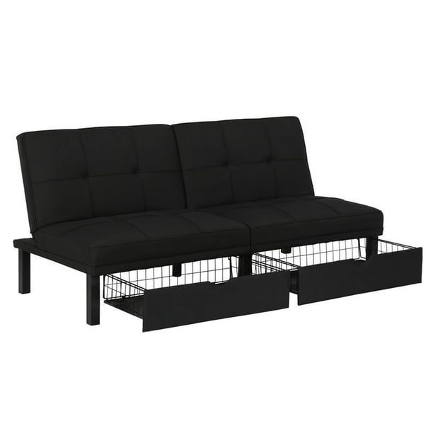 DHP Skye Storage Futon, Black Linen