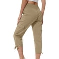 thumbnail image 2 of QATAINLAV Capris de Randonnée pour Femmes avec Poches Été Cargo Légers Pantalons Capri de Voyage Unis Décontractés Bas Resserré Pantalons de Survêtement Raccourcis Soldes Prime Day Kaki TTG, 2 of 8