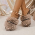 thumbnail image 5 of uublik Indoor Fuzzy Slippers for Women Winter Indoor House Shoes Comfortable Couple Home Footwear, Khaki, 5 of 7