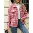 thumbnail image 7 of Cuteduck Women Plaid Fashion Jacket Button Up Long Sleeve Fall Casual Dressy Loose Coat with Pockets S-XL, 7 of 7