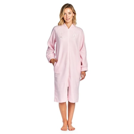 

Casual Nights Women s Zip Up Front Long Fleece Robe House Dress