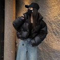 thumbnail image 1 of Abrigos abullonados de estilo Bomber para mujer, Parkas coreanas, pantalones cortos simples, gruesos y cálidos, ropa de calle Chic que combina con todo, moda Coreana de invierno, novedad de 2024, 1 of 5