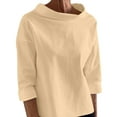 thumbnail image 2 of Xcmzpl Fleece Sweatshirts for Women Loose Fit Solid Color Round Neck Sweatshirt Holiday Pullover Tops Tunic Long Sleeve T-shirts Fall Fashion, 2 of 6