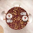 thumbnail image 4 of Ambesonne Floral Design Fitted Round Tablecloth, Golden Tone Flowers, 36"- 40" Diameter, Pale Earth Yellow Ruby, 4 of 5