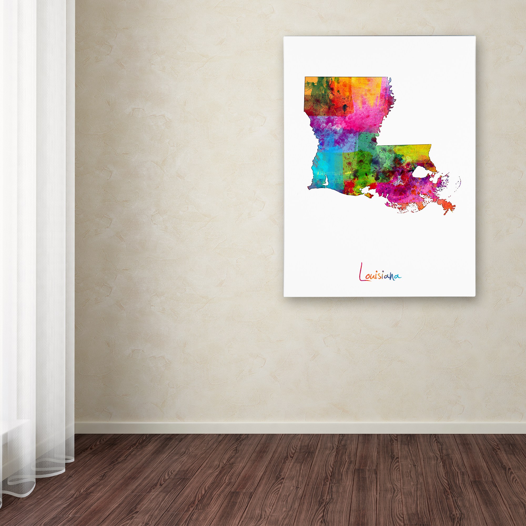 Trademark Fine Art "Louisiana Map" Canvas Art by Michael Tompsett