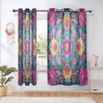 thumbnail image 6 of 2 Panels Set Blackout Curtains Thermal Insulated Sun Protection Room Darkening Drapes for Bedroom Colorful Delicate Floral, 6 of 7
