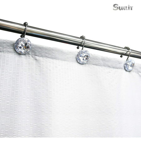 Round Teal Diamond Crystal Gem Bling, Glam Shower Curtain Hooks