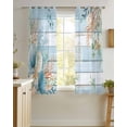 thumbnail image 4 of Blue Beach Coastal Sheer Curtains 54 Inch Length 2 Panels Set for Living Room/Bedroom, Summer Nautical Coral Shell Botanical Vintage Kitchen Curtains Grommet Curtains Window Treatments 42"x54"x2, 4 of 7