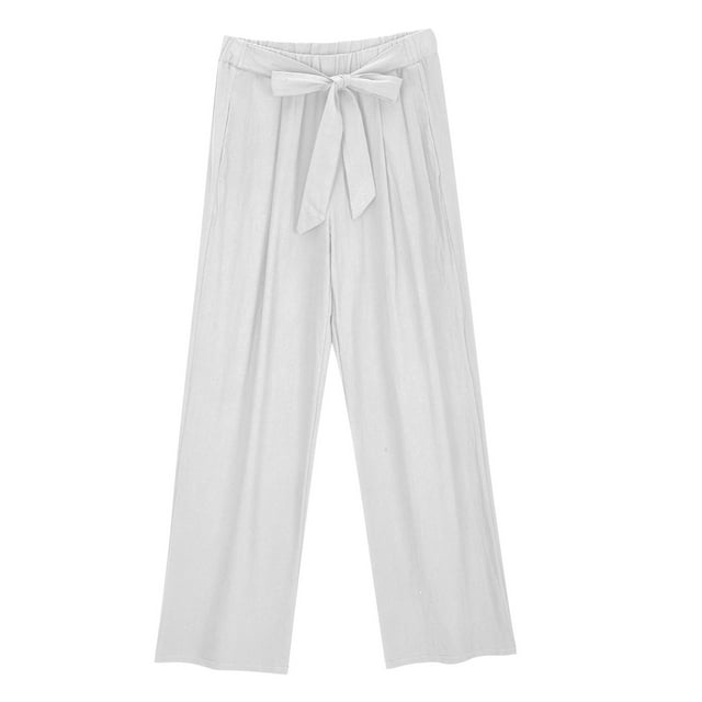 Tii.MM Women's Plus Size Wide Leg Lounge Pants High Waisted Solid Color Tie Knot Front Trousers 2025 Spring Summer Pants