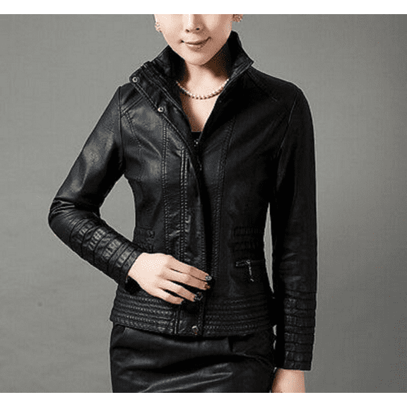 Noora Women's Lambskin Leather CROPPED Moto Biker Jacket Slim-fit, Long Sleeves, Beautiful LOOK Jacket With Zip & ButtonsUN06