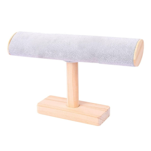 Soporte de madera para pulseras y brazaletes, para tobilleras, soporte de joyería, barra en forma de T para escritorio Gris