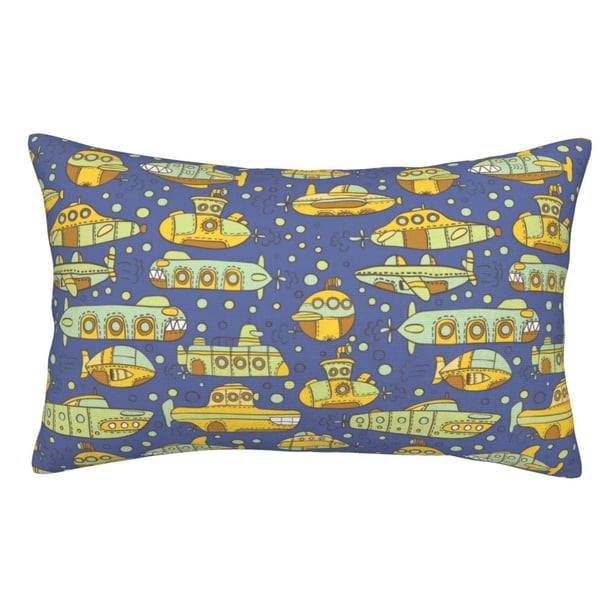 Fotbe Cartoon Submarines Funda de Almohada Decorativa Estilo Occidental, Lujo en Algodón, Fundas para Almohadas King, Cojín Estampado para Decoración del Hogar-20"x30"