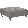 thumbnail image 4 of SAFAVIEH Clark Classic Glam Tufted Cocktail Ottoman w/ Casters, Charcoal Brown, 4 of 4