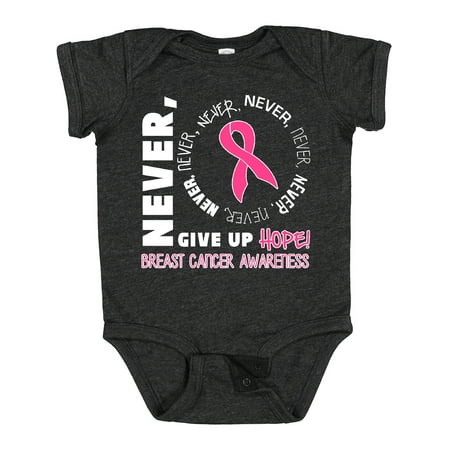 

Inktastic Never Give Up Hope Breast Cancer Awareness Gift Baby Boy or Baby Girl Bodysuit