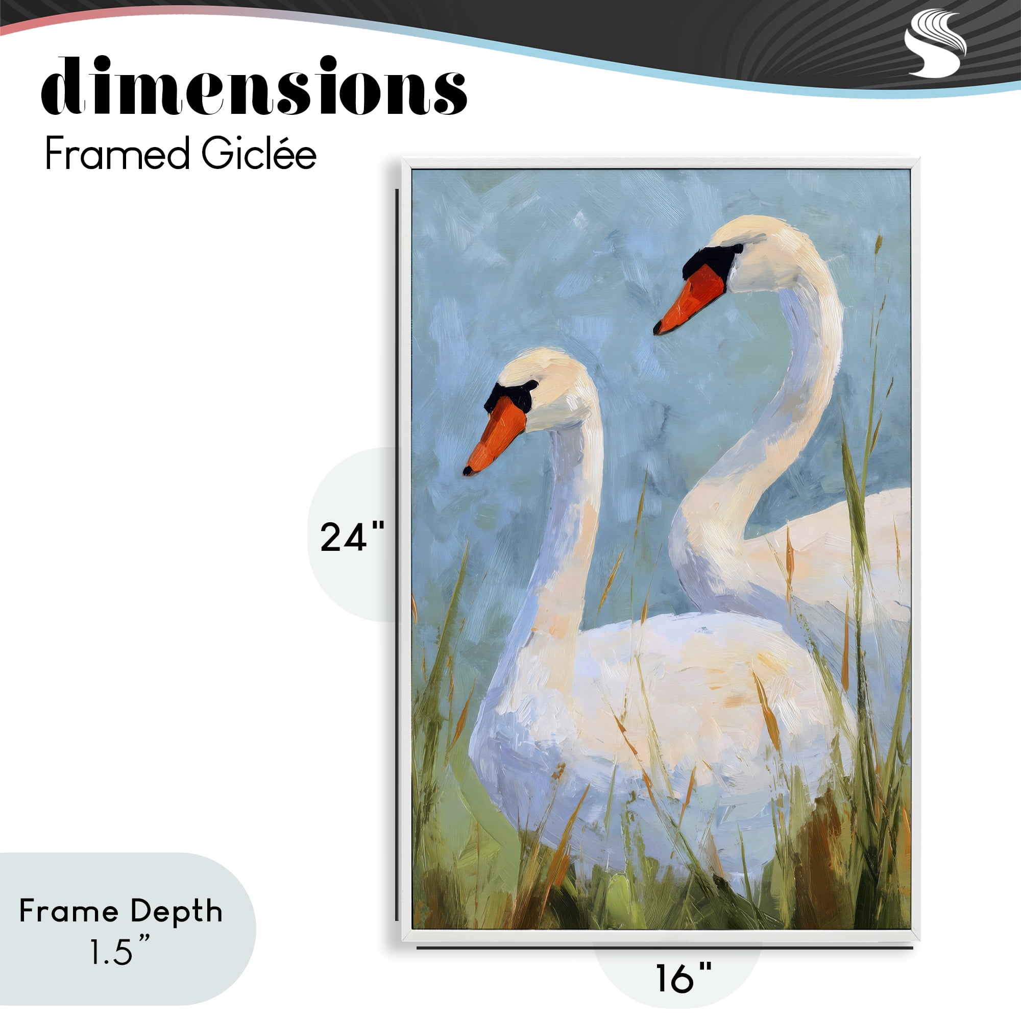 Stupell Industries Long Necks Swan Pear White Framed Giclee Art, design by Petal Prints Design