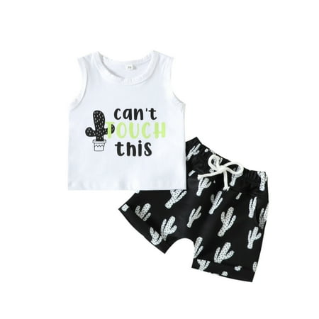 

Toddler Baby Boys Printed Lovely Spring Summer Sleeveless Vest Shorts Holiday Outfits Clothes Baby Outwear