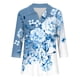 thumbnail image 4 of Camiseta de Solapa de Cuello en V de la Manga Superior de 3/4 de las Mujeres, Uso Diario Cómodo Casual, 4 of 5