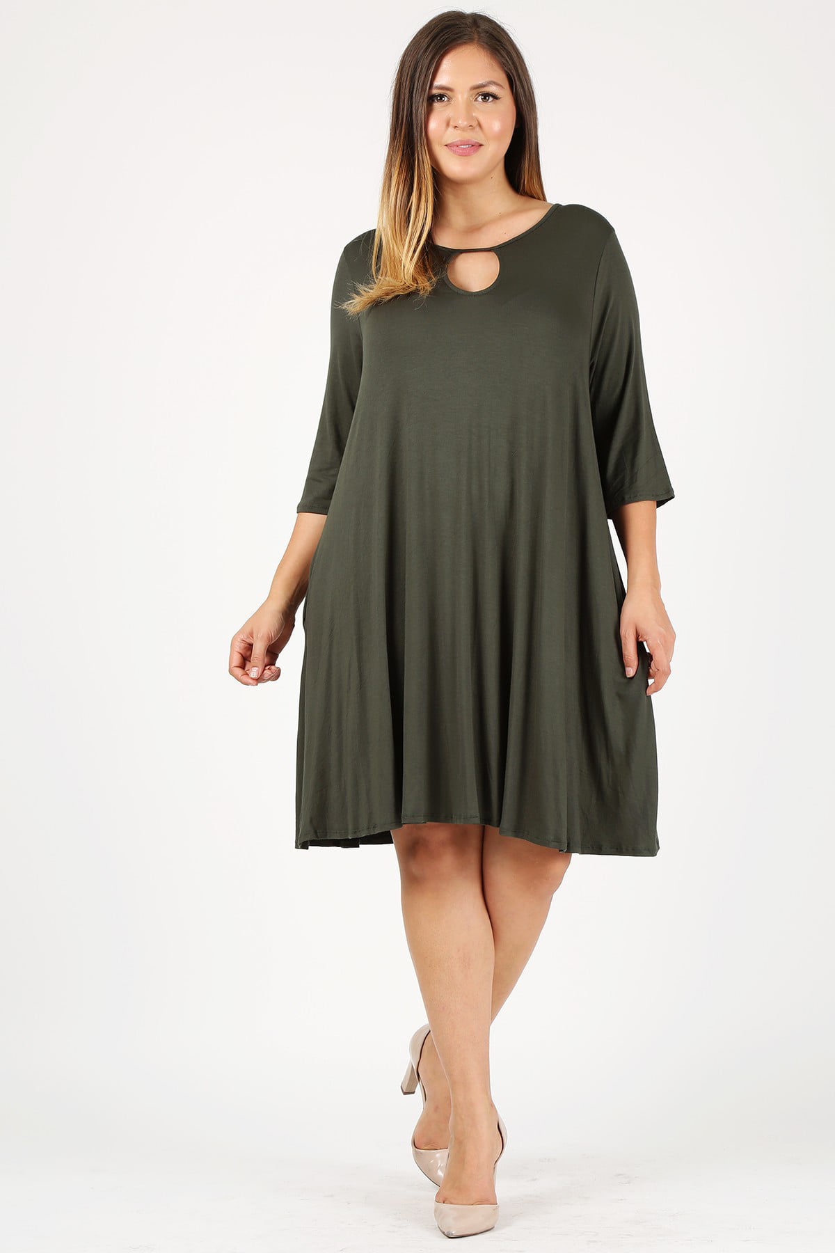 Sweet Lindsey - Women's plus size dress with a relaxed fit key-hole ...