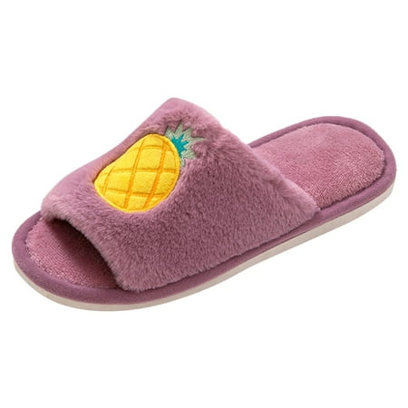 

House Slippers For Women Women Fuzzy Memory Foam Flat Slide Slippers Comfy Open Toe House Shoes Cotton Slippes