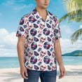 thumbnail image 3 of Bingfone Men's Short Sleeve Button Down Shirts Hawaiian record rock music Skull Printed Beach Shirt, 3 of 7