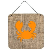 Crab Burlap and Orange Wall or Door Hanging Prints