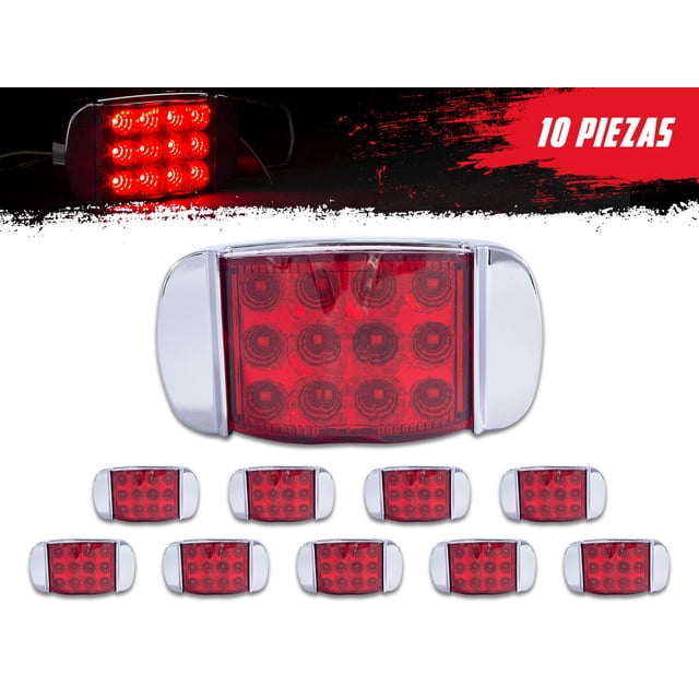 Kit De 10 Plafones Lat 12 Leds Con Estrobo Rojo Tunelight TUNELIGHT-RENOVATIO .