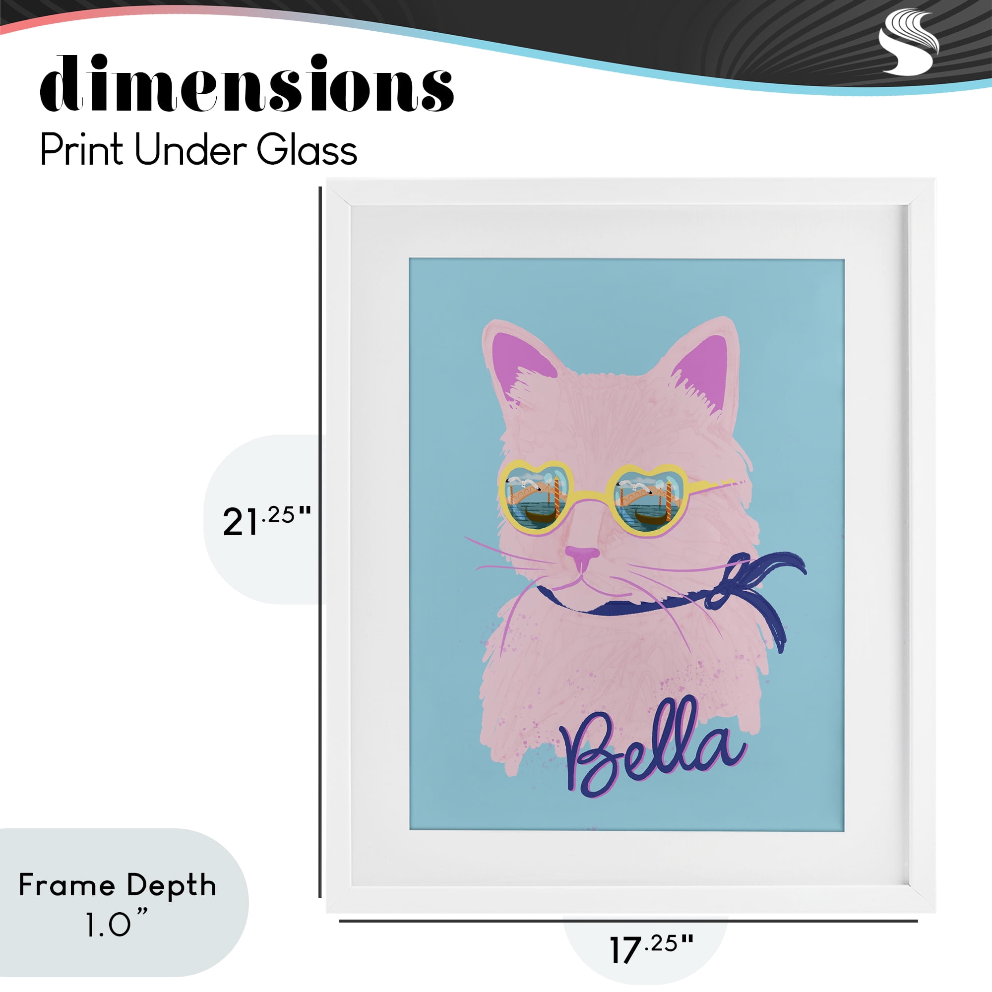 Stupell Industries Cool Cat Bella White Framed Print Under Glass, design by Steffanie Pisula
