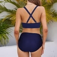 thumbnail image 4 of DHFJKG High Waisted Swimsuits For Women Boho 2 Piece Tummy Control Bathing Suit V Neck Cross-Back Adjustable Straps Soft Beachwear, 4 of 8