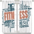 thumbnail image 2 of Fitness Curtains, Fitness Health Exercise Retro Active Lifestyle Pattern Window Treatments, Rod Pocket Thermal Insulated Drapes 2 Panels Set for Bedroom Living Room Gym, 55" W X 39" L, 2 of 8