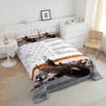 thumbnail image 3 of American Flag Bedding Sets Twin, Camo Aircraft Comforter Set Vintage Retro Stars And Stripes Down Comforter Airplane Army Force Theme Duvet Set With 1 Pillowcase, White Grey, 3 of 6