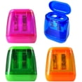 thumbnail image 1 of Sacapuntas, sacapuntas manuales, 4 sacapuntas coloridos compactos de doble agujero con tapa, sacapuntas de colores para niños y adultos, sacapuntas portátil para viajes, escuela, oficina Ormromra WRQX-478, 1 of 7
