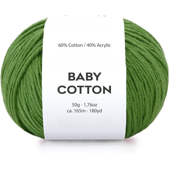 Minzimin Baby Cotton Yarn for Crocheting - 50g / 180yds - (2) Fine, Sport Weight Yarn - Soft Amigurumi Yarn for Crochet Thread - 60% Cotton & 40% Acrylic
