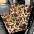 thumbnail image 3 of Yuyamidu Highland Cow Car Seat Cover Set of 14 Brown Cow Print Steering Wheel Cover Headrest Covers Seatbelt Cushion Pad Armrest Cover Cushion Blue Butterfly Cup Holder Keychain, 3 of 7