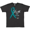 thumbnail image 3 of Inktastic Faith over Fear Ovarian Cancer Awareness with Teal Ribbon T-Shirt, 3 of 5