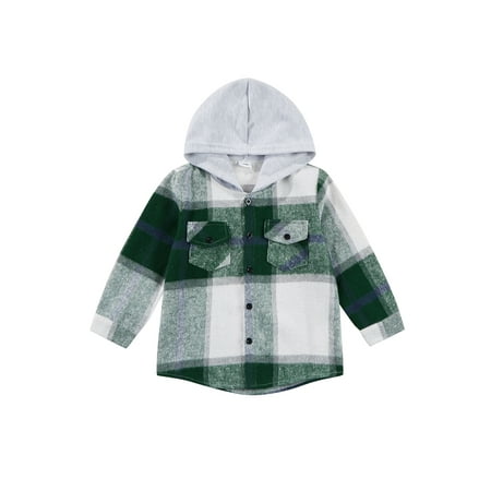 

Toddler Unisex Clothes Hoodie Sweatsuit Outfits Kids Flannel Plaid Shirt Top Pants Set for Fall Winter Spring